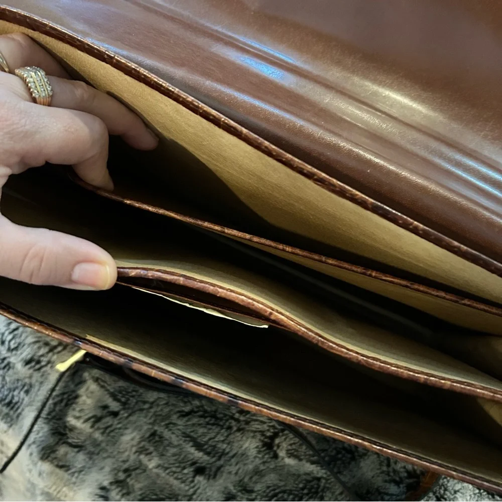 Gorgeous Brown Crocodile Embossed Leather Men's briefcase Bag executive VIP